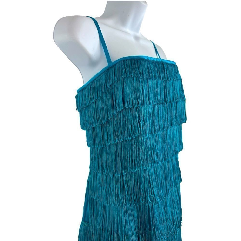 PHOEBE COUTURE Aqua Fringe MidiāDressāViaāNeimanāMarcusāSizeā12. - Picture 3 of 7
